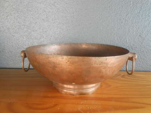 Large Copper Flower Bowl (26cm diameter, 10cm tall)
